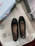 reemoor方頭單鞋子女鞋2026夏季新款蝴蝶結芭蕾粗跟鞋軟底舒適睿慕 黑色 35 曬單實(shí)拍圖