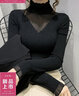 皮爾卡丹（pierre cardin）針織打底衫半高領(lǐng)蕾絲拼接鏤空毛衣女秋冬新款洋氣修身內搭女 黑色 L 曬單實(shí)拍圖