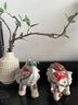 翊珗（YIXIAN）大象擺件一對新中式客廳電視柜入戶玄關(guān)裝飾品石灣公仔陶瓷工藝品 迷你款禮盒裝【順豐陸運】 曬單實拍圖