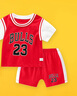 迪迪熊日記（DIDIXIONGRIJI）兒童套裝夏季短袖短褲一歲小孩衣服純棉嬰兒衣服男女寶寶分體夏裝 短袖套裝紅色籃球服 80cm(18M) 曬單實(shí)拍圖