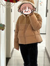 森馬（Semir）棉服女拼接寬松棉衣復古時尚2024冬季新款毛絨連帽面包服潮流 黃色調00333 160/84A/M 曬單實拍圖