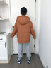 雅鹿兒童痞帥男童羽絨服冬季2025新款寶寶男孩子大童小童加厚外套 橙棕色 160  成人可穿 曬單實(shí)拍圖