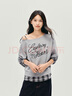 森馬（Semir）衛衣女秋斜肩刺繡拼接格紋假兩件寬松蝴蝶結2025上衣10A525116001 曬單實(shí)拍圖