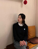 DAVEY MODE圓領(lǐng)刺繡針織開衫女2025早春新款復(fù)古麻花顯瘦針織衫上衣外套毛衣 藏青色【zt】 M 建議95-110斤 曬單實(shí)拍圖