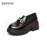達(dá)芙妮（DAPHNE）厚底樂福鞋女漆皮軟底英倫風(fēng)小皮鞋新款英倫風(fēng)工作鞋子 黑色 跟高6.5cm 35 (225mm) 曬單實(shí)拍圖