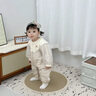 班喜迪嬰兒衣服秋冬裝嬰幼兒夾棉連體衣女寶寶棉衣公主哈衣加厚冬季棉服 米色 90cm 曬單實(shí)拍圖