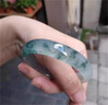 星棠緬甸老坑冰種翡翠手鐲高冰透飄花飄陽綠正圈白底青貴妃玉鐲子女款 5.2cm 曬單實(shí)拍圖