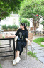旅途原品（ltyp）t恤裙女直筒連衣裙連衣裙個(gè)性藝術(shù)印花休閑實(shí)穿短袖裙秋 靜謐黑-抽象油畫(huà) S 曬單實(shí)拍圖