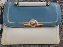 曼茲威新款女士包包時(shí)尚大氣單肩包斜挎手提包女軟皮質(zhì)感媽媽包女神節潮 藍拼白 曬單實(shí)拍圖