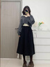 宏資琦連衣裙女裝穿搭一整套2025秋季新款小個(gè)子高級感衣服搭配套裝裙子 灰色上衣兩件套+半身裙 S 曬單實(shí)拍圖