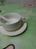 酒店西餐廳西式純白陶瓷湯碗甜品碗雙耳湯盅湯杯帶耳柄濃湯碗臺蘭仕 雙耳 湯杯+底碟+勺子 曬單實(shí)拍圖
