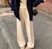 相伊戀人休閑褲女25年新款高腰顯瘦秋冬季寬松闊腿褲拖地小個(gè)子糯米直筒褲 奶白色 【春秋款-常規(guī)/小個(gè)子】 M 碼【建議96-110斤】 曬單實(shí)拍圖