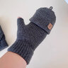 奈綻半指手套男士冬季韓版學(xué)生寫(xiě)字保暖針織翻蓋毛線(xiàn)加絨加厚半截手套 深灰色 曬單實(shí)拍圖