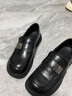 勤記大碼女鞋40-43寬胖腳樂福鞋真皮小皮鞋英倫風黑色職業(yè)工作鞋 黑色(323-17) 40 曬單實拍圖
