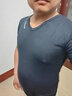 NASALIKE男士短袖T恤修身V領上衣雞心領男裝大碼半袖夏季短衫韓版休閑體恤 X06短袖藏青色 XL 曬單實拍圖