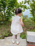 優(yōu)奇女寶寶吊帶超萌嬰兒服夏季薄款連體衣新生兒三角包屁衣夏裝爬爬服 花朵朵+長筒襪 73cm 曬單實拍圖