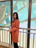 亦朵風(fēng)衣女春秋女裝時(shí)尚溫柔直筒風(fēng)衣女中長(zhǎng)款氣質(zhì)百搭橘色外套 橘色 XL 曬單實(shí)拍圖