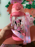 迪士尼水杯夏季兒童帶吸管杯子小學生上學直飲雙蓋水壺耐摔提繩 米妮粉色夏款杯2蓋520ml 曬單實拍圖