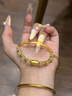 歐顏黃金面包小貓金發(fā)晶半鐲半鏈女新款999足金貓眼金珠手鏈送女友 黃金面包小貓金發(fā)晶半鐲手鏈訂金 曬單實(shí)拍圖