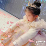 小咔衣濃（Xiaokayinong）兒童晚禮服輕奢高端女童公主裙花童婚紗女孩主持人鋼琴演出服春秋 粉色色長(zhǎng)袖長(zhǎng)款 130 曬單實(shí)拍圖