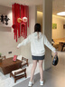 Teenie Weenie小熊女裝衛衣冬季學(xué)院時(shí)尚連帽簡(jiǎn)約基礎休閑抽繩上衣 燕麥色 M (165) 曬單實(shí)拍圖