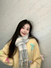 言芳諾彩虹糖豆圍巾秋冬季女韓系氛圍感圍巾2024新款秋冬ins學(xué)生圍脖 米色 曬單實(shí)拍圖