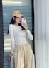 柯蘭娜純棉春秋冬修身收腰t恤女長(cháng)袖顯瘦短款小個(gè)子圓領(lǐng)內搭打底衫上衣 花灰色長(cháng)袖 S 【建議90斤以下】 曬單實(shí)拍圖
