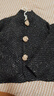 EIN言千金小香風(fēng)撞色花呢綿羊毛扭結扣短大衣外套女裝秋新款 石墨黑 M 曬單實(shí)拍圖