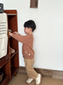 幼歌（YOUGE）嬰幼兒簡(jiǎn)約卡通柔軟輕柔純色羊絨感開(kāi)衫舒適軟糯毛衣潮 卡其 90 cm 曬單實(shí)拍圖