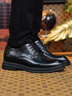 公牛世家男鞋秋季新款商務(wù)正裝皮鞋西裝鞋英倫風(fēng)內增高鞋子男結婚新郎鞋 曬單實(shí)拍圖