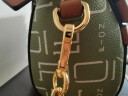菲安妮（FION）波士顿包锁扣女士包包斜挎包时尚单肩包 母亲节礼物 绿/驼（小款） 实拍图