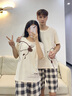 點嬈情侶睡衣夏季純棉卡通短袖睡衣情侶裝一男一女睡裙家居服兩件套裝 H2 8832 M 女+L男 曬單實拍圖