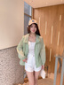 衣典零一（LEDIALYI）2025夏季新款寬松休閑小個子防曬衣女薄款時尚連帽防曬服開衫外套 綠色 M （建議98-115斤） 曬單實拍圖