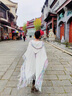 CRANTA KOMEIA民族風披肩外搭女2025新款大披風云南旅游生日禮物送女友老婆 米白色 高級感ck風送女朋友愛人實用高檔 曬單實拍圖