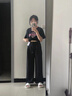 翊尚美運(yùn)動(dòng)休閑褲女春秋季加絨棉質(zhì)寬松束腳闊腿兩穿衛(wèi)褲高腰學(xué)生直筒褲 黑色【棉質(zhì)可兩穿常規(guī)款】 M 【推薦95-110斤】 曬單實(shí)拍圖