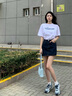 雪妃藍琪連衣裙夏季2025新款女裝時尚寬松氣質(zhì)高腰A字牛仔短裙套裝小個子 白色上衣+牛仔裙子 S 曬單實拍圖