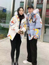 花花公子羽絨棉服男冬季新款加絨加厚棉短款涂鴉印花情侶外套襖子沖鋒大衣 白色 L 曬單實(shí)拍圖