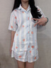 蕉內(nèi)520H睡衣男女士夏季冰絲涼感短袖情侶家居服七夕情人節(jié)禮物送女友 【短袖短褲女】藍(lán)白條紋-西瓜 XS 曬單實(shí)拍圖
