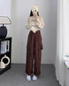 妍莉芬（yanlifen）春季穿搭女套裝2025年女裝新款工裝休閑褲女寬松春秋衣服時(shí)尚褲子 單獨(dú)咖色工裝褲 S 曬單實(shí)拍圖