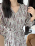 玖姿·安娜蔻優(yōu)雅復(fù)古肌理感靈動垂墜輕禮服連衣裙女秋款 花紫紅 M 曬單實拍圖