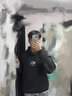 幕后英雄 簡(jiǎn)約衛(wèi)衣男連帽春秋款外套小山印花潮流ins長(zhǎng)袖百搭男裝上衣 黑色 XL(175/96A) 曬單實(shí)拍圖