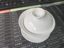 古德窯 純白玉瓷蓋碗茶杯 特大號三才碗陶瓷功夫茶具茶壺敬茶碗泡茶器 曬單實(shí)拍圖