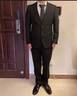 恒源祥品牌男裝男士西裝套裝修身外套小西服商務(wù)正裝學(xué)生上班面試職業(yè)裝 黑色兩粒扣 西服+西褲 180/96A 135--150斤 曬單實拍圖
