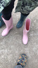 苓隆英倫雨鞋女高筒夏時尚雨靴女 成人長筒水鞋女士防滑膠鞋馬丁水靴 黑色高（單里） 36 曬單實拍圖
