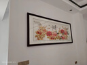 唯藝思佳 蘇繡掛畫花開富貴客廳裝飾畫刺繡畫家居沙發(fā)背景墻書房茶室壁畫 裝框成品208*88厘米 曬單實拍圖