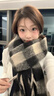 回力圍巾女冬季格子圍脖男學(xué)生加厚保暖披肩防風(fēng)寒戶(hù)外騎行護臉脖套 黑色 曬單實(shí)拍圖