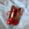 淺町復古春季新款大紅色女鞋圓頭小皮鞋溫柔單鞋瑪麗珍鞋森林系芭蕾鞋 紅色 40 曬單實(shí)拍圖