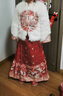 小咕嘟熊馬面裙女童拜年服冬季加厚中國風(fēng)兒童加絨漢服外套女孩唐裝套裝 紅色 160 曬單實拍圖