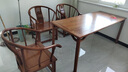 貢藝名居紅木家具非洲花梨（學(xué)名：刺猬紫檀）書(shū)桌書(shū)法桌新中式實(shí)木畫(huà)案家用書(shū)房辦公桌 138書(shū)桌+圈椅 曬單實(shí)拍圖