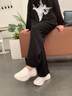 快樂瑪麗單鞋女士皮鞋子新款樂福厚底淺口低跟瑪麗珍韓版JK英倫風(fēng)一腳蹬 米色（店長推薦） 37 235mm 曬單實(shí)拍圖